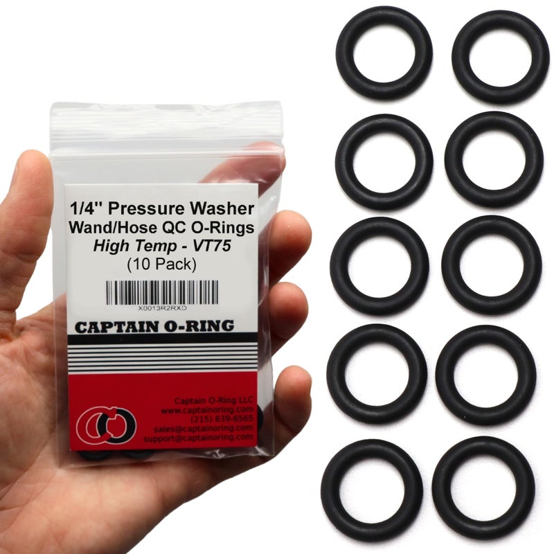 Captain O-Ring - Power Pressure Washer O-Rings for 1/4" Quick Coupler, High Temperature Viton FKM (10 Pack) - Image 1
